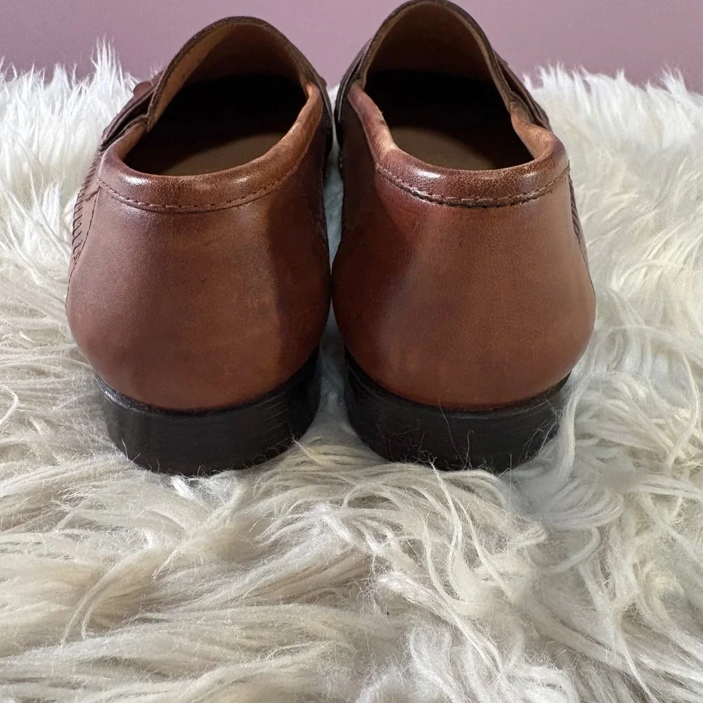 Giorgio Brutini Loafers Mens 9 Brown Excellent Woven Kiltie Tassel Leather Shoes